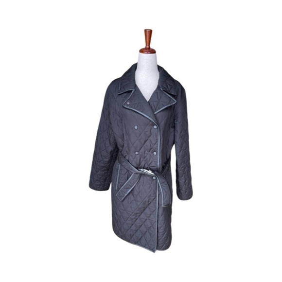 Burberry Quilted Double Breasted Trench Coat Size Large - Picture 1 of 9